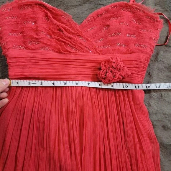 BCBGMaxAzria Silk Crepe Chiffon Dress with Floral‎ Accent - Size 2 - Picture 8 of 9